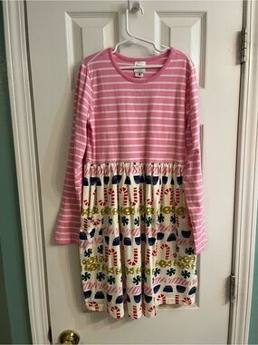 NWOT Hanna Andersson Christmas Winter Holiday Print Dress Girls Size 10